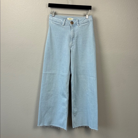 Maeve The Ettie Jeans Wide-Leg High-Rise Crop Light Blue Wash Denim 28 - Picture 3 of 9